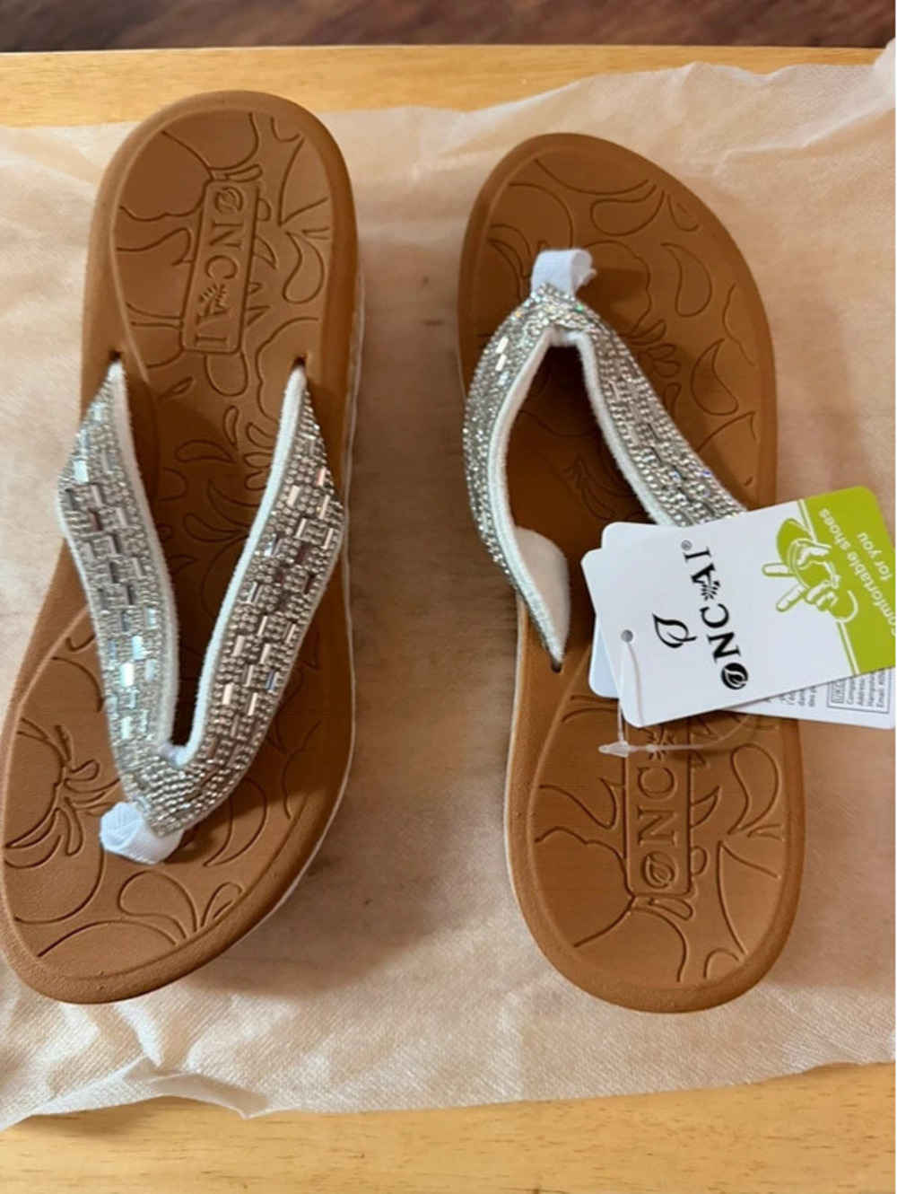 ONACI Women's Platform Sandals White / Khaki Size 7